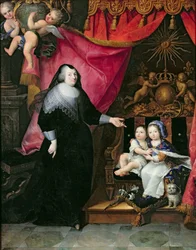 Madame de Lansac (1582-1657) und die Kinder von Frankreich, Ludwig XIV. (1638-1715) und sein Bruder Philippe von Orléans (1640-1701) nach 1640